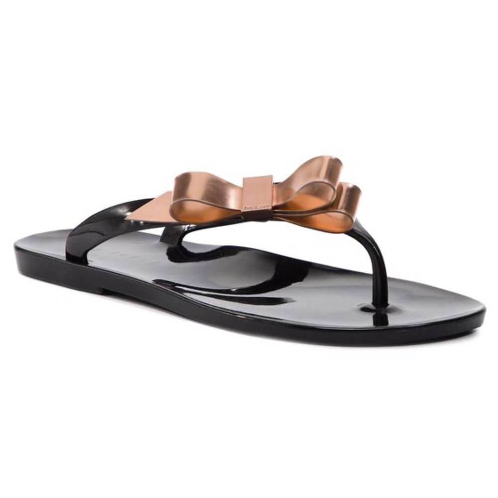 Ted baker black jelly bow flip flops
